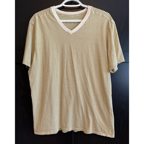 Pact Women's Pullover Organic Cotton Striped Shirt Large Short Sleeves V-Neck - Picture 1 of 7